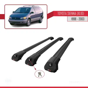 Toyota Sienna (XL10) 1998-2003 Arası ile uyumlu ACE-1 Ara Atkı Tavan Barı SİYAH 3 ADET BAR thumb 4
