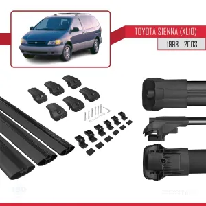Toyota Sienna (XL10) 1998-2003 Arası ile uyumlu ACE-1 Ara Atkı Tavan Barı SİYAH 3 ADET BAR thumb 5