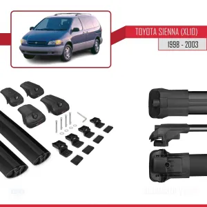 Toyota Sienna (XL10) 1998-2003 Arası ile uyumlu ACE-1 Ara Atkı Tavan Barı SİYAH thumb 5