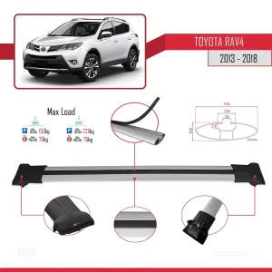 Toyota RAV4 2013-2018 Arası ile uyumlu FLY Model Ara Atkı Tavan Barı GRİ - Görsel 4