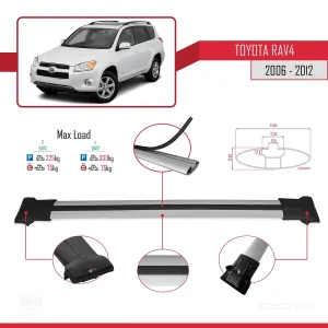 Toyota RAV4 2006-2012 Arası ile Uyumlu FLY Model Ara Atkı Tavan Barı GRİ 3 ADET BAR - Görsel 4