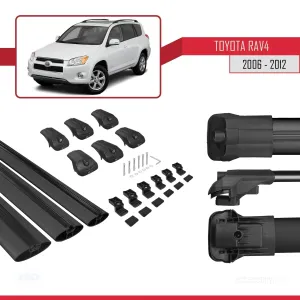 Toyota RAV4 2006-2012 Arası ile uyumlu ACE-1 Ara Atkı Tavan Barı SİYAH 3 ADET BAR thumb 5