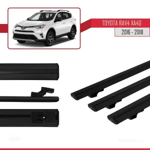 Toyota RAV4 (XA40) 2016-2018 Arası ile uyumlu Basic Model Ara Atkı Tavan Barı SİYAH 3 ADET thumb 5