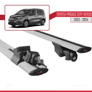 Toyota Proace City Verso 2023 ve Sonrası ile uyumlu HOOK Model Anahtar Kilitli Ara Atkı Tavan Barı GRİ thumb 5