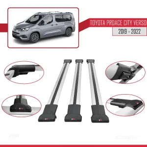 Toyota Proace City Verso 2019-2022 Arası ile uyumlu FLY Model Ara Atkı Tavan Barı GRİ 3 ADET BAR thumb 4