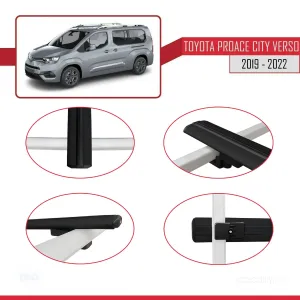 Toyota Proace City Verso 2019-2022 Arası ile uyumlu Basic Model Ara Atkı Tavan Barı SİYAH 3 ADET - Görsel 4