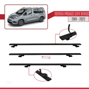 Toyota Proace City Verso 2019-2022 Arası ile uyumlu Basic Model Ara Atkı Tavan Barı SİYAH 3 ADET - Görsel 5