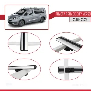 Toyota Proace City Verso 2019-2022 Arası ile uyumlu Basic Model Ara Atkı Tavan Barı GRİ 3 ADET - Görsel 4