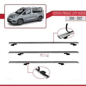 Toyota Proace City Verso 2019-2022 Arası ile uyumlu Basic Model Ara Atkı Tavan Barı GRİ 3 ADET - Görsel 5