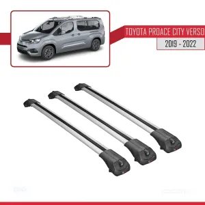 Toyota Proace City Verso 2019-2022 Arası ile uyumlu ACE-1 Ara Atkı Tavan Barı GRİ 3 ADET BAR thumb 3