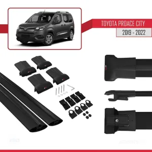 Toyota Proace City 2019-2022 Arası ile Uyumlu FLY Model Ara Atkı Tavan Barı SİYAH thumb 5