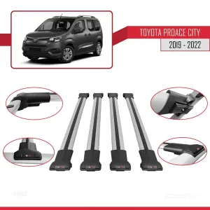 Toyota Proace City 2019-2022 Arası ile uyumlu FLY Model Ara Atkı Tavan Barı GRİ 4 ADET BAR thumb 4