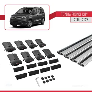 Toyota Proace City 2019-2022 Arası ile uyumlu FLY Model Ara Atkı Tavan Barı GRİ 4 ADET BAR thumb 5