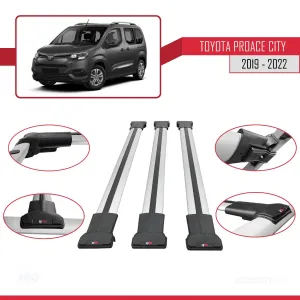 Toyota Proace City 2019-2022 Arası ile uyumlu FLY Model Ara Atkı Tavan Barı GRİ 3 ADET BAR thumb 4