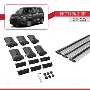 Toyota Proace City 2019-2022 Arası ile uyumlu FLY Model Ara Atkı Tavan Barı GRİ 3 ADET BAR thumb 5