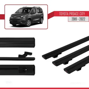 Toyota Proace City 2019-2022 Arası ile uyumlu Basic Model Ara Atkı Tavan Barı SİYAH 3 ADET - Görsel 3