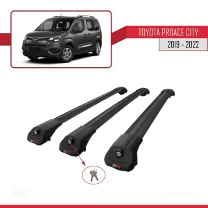 Toyota Proace City 2019-2022 Arası ile uyumlu ACE-1 Ara Atkı Tavan Barı SİYAH 3 ADET BAR thumb 4