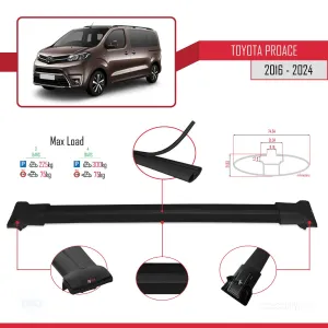 Toyota Proace 2016 ve Sonrası ile uyumlu FLY Model Ara Atkı Tavan Barı SİYAH 3 ADET BAR thumb 4