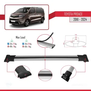 Toyota Proace 2016 ve Sonrası ile uyumlu FLY Model Ara Atkı Tavan Barı GRİ 4 ADET BAR thumb 4