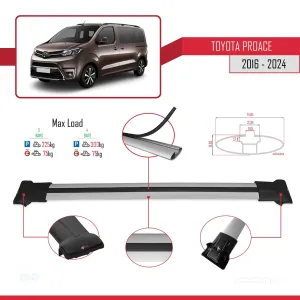 Toyota Proace 2016 ve Sonrası ile uyumlu FLY Model Ara Atkı Tavan Barı GRİ 3 ADET BAR thumb 4