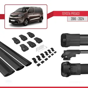 Toyota Proace 2016 ve Sonrası ile uyumlu ACE-1 Ara Atkı Tavan Barı SİYAH 3 ADET BAR thumb 5