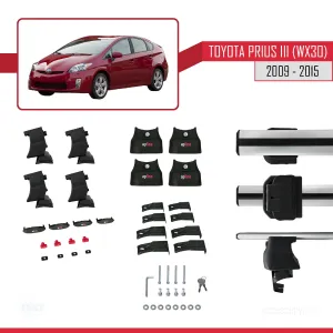 Toyota Prius III (XW30) 2009-2015 Arası ile uyumlu ACE-4 Ara Atkı Tavan Barı GRİ thumb 4