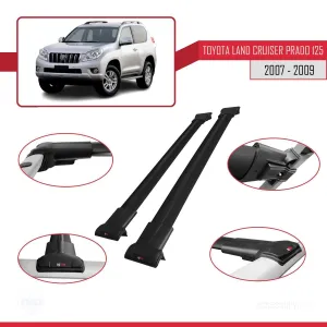 Toyota Land Cruiser Prado 125 2007-2009 Arası ile FLY Model Ara Atkı Tavan Barı SİYAH - Görsel 5