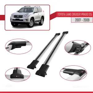Toyota Land Cruiser Prado 125 2007-2009 Arası ile FLY Model Ara Atkı Tavan Barı Gri - Görsel 5