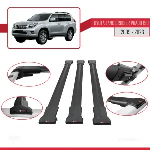 Toyota Land Cruiser Prado (J150) 2009-2023 Arası ile Uyumlu FLY Model Ara Atkı Tavan Barı SİYAH 3 ADET BAR thumb 5
