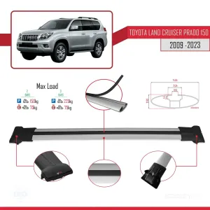 Toyota Land Cruiser Prado (J150) 2009-2023 Arası ile Uyumlu FLY Model Ara Atkı Tavan Barı GRİ thumb 4