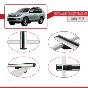 Toyota Land Cruiser Prado (J150) 2009-2023 Arası ile uyumlu Basic Model Ara Atkı Tavan Barı GRİ 3 ADET - Görsel 4