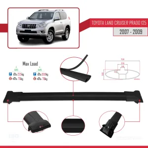 Toyota Land Cruiser Prado (J125) 2007-2009 Arası ile Uyumlu FLY Model Ara Atkı Tavan Barı SİYAH 3 ADET BAR thumb 4