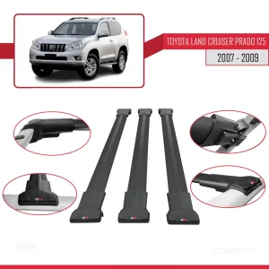 Toyota Land Cruiser Prado (J125) 2007-2009 Arası ile Uyumlu FLY Model Ara Atkı Tavan Barı SİYAH 3 ADET BAR thumb 5