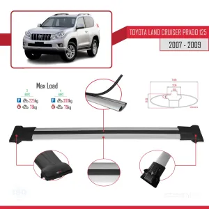 Toyota Land Cruiser Prado (J125) 2007-2009 Arası ile Uyumlu FLY Model Ara Atkı Tavan Barı Gri 3 ADET BAR thumb 4