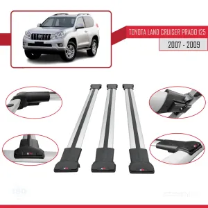 Toyota Land Cruiser Prado (J125) 2007-2009 Arası ile Uyumlu FLY Model Ara Atkı Tavan Barı Gri 3 ADET BAR thumb 5