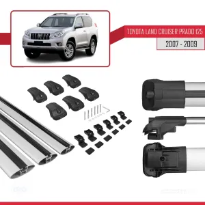 Toyota Land Cruiser Prado (J125) 2007-2009 Arası ile uyumlu ACE-1 Ara Atkı Tavan Barı GRİ 3 ADET thumb 5