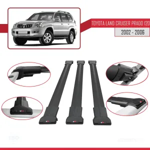 Toyota Land Cruiser Prado (J120) 2002-2006 Arası ile Uyumlu FLY Model Ara Atkı Tavan Barı SİYAH 3 ADET BAR thumb 5