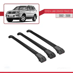 Toyota Land Cruiser Prado (J120) 2002-2006 Arası ile uyumlu ACE-1 Ara Atkı Tavan Barı SİYAH 3 ADET BAR thumb 3