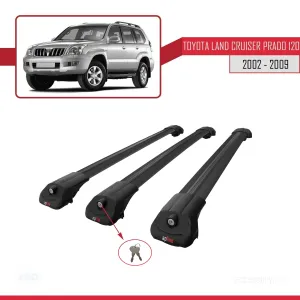 Toyota Land Cruiser Prado (J120) 2002-2006 Arası ile uyumlu ACE-1 Ara Atkı Tavan Barı SİYAH 3 ADET BAR thumb 4