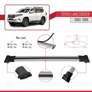 Toyota Land Cruiser 2003-2009 Arası ile uyumlu FLY Model Ara Atkı Tavan Barı GRİ - Görsel 4
