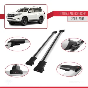 Toyota Land Cruiser 2003-2009 Arası ile uyumlu FLY Model Ara Atkı Tavan Barı GRİ - Görsel 5