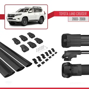 Toyota Land Cruiser 2003-2009 Arası ile uyumlu ACE-1 Ara Atkı Tavan Barı SİYAH 3 ADET BAR thumb 5
