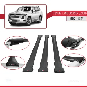 Toyota Land Cruiser (J300) 2022 ve Sonrası ile Uyumlu FLY Model Ara Atkı Tavan Barı SİYAH 3 ADET BAR thumb 5