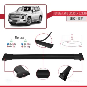 Toyota Land Cruiser (J300) 2022 ve Sonrası ile Uyumlu FLY Model Ara Atkı Tavan Barı SİYAH thumb 4