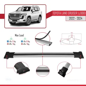 Toyota Land Cruiser (J300) 2022 ve Sonrası ile Uyumlu FLY Model Ara Atkı Tavan Barı GRİ 3 ADET BAR thumb 4