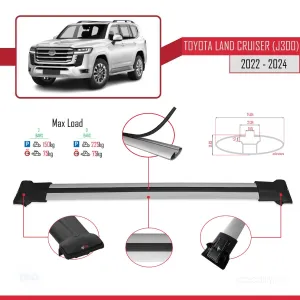 Toyota Land Cruiser (J300) 2022 ve Sonrası ile Uyumlu FLY Model Ara Atkı Tavan Barı GRİ thumb 4