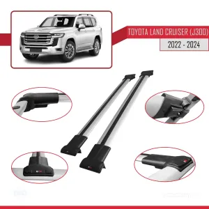 Toyota Land Cruiser (J300) 2022 ve Sonrası ile Uyumlu FLY Model Ara Atkı Tavan Barı GRİ thumb 5