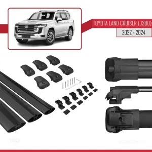 Toyota Land Cruiser (J300) 2022 ve Sonrası ile uyumlu ACE-1 Ara Atkı Tavan Barı SİYAH 3 ADET BAR thumb 5