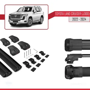 Toyota Land Cruiser (J300) 2022 ve Sonrası ile uyumlu ACE-1 Ara Atkı Tavan Barı SİYAH thumb 5