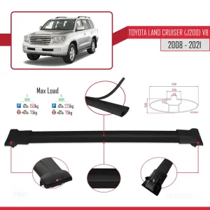 Toyota Land Cruiser (J200) V8 2008-2021 Arası ile Uyumlu FLY Model Ara Atkı Tavan Barı SİYAH thumb 4